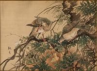 5509638: Japanese Painting of Birds with Nest on Silk E8VDC