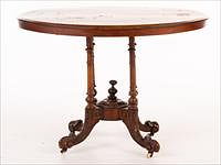 5493291: Victorian Inlaid Walnut Center Table, Mid 19th Century E8VDJ