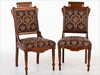 5493366: Pair of American Eastlake Walnut Side chairs, 19th Century E8VDJ