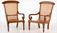5493288: Set of 2 Hardwood and Caned Planters Chairs, 20th Century E8VDJ