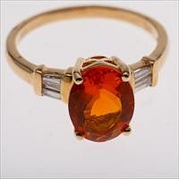 5493183: Fire Opal, Diamond and Gold Ring E8VDK