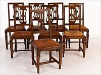 5493190: Eight Italian Provincial Walnut Side Chairs, 18th/19th Century E8VDJ