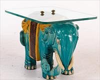 5493282: Ceramic Elephant Garden Seat Now Mounted as a Table E8VDJ