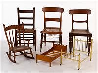 5493381: Three Miscellaneous Side Chairs, a Child's Rocking
 Chair and Two Doll's Bed, 19th Century E8VDJ