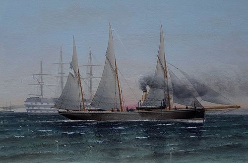 THE NAVY, GLASGOW 1888 OIL PAINTING