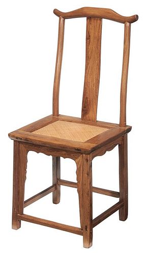 Chinese Hardwood Caned-Seat Side Chair