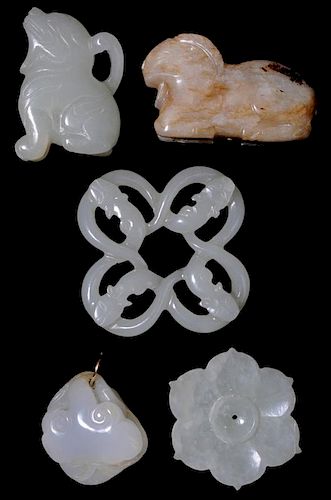 Five Carved Jade Accessories