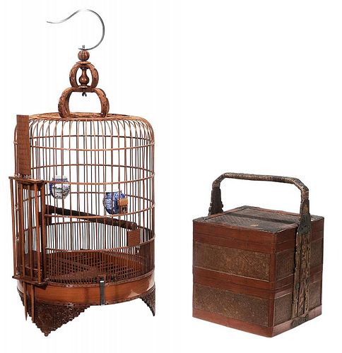 Finely Lacquered Bamboo Birdcage and