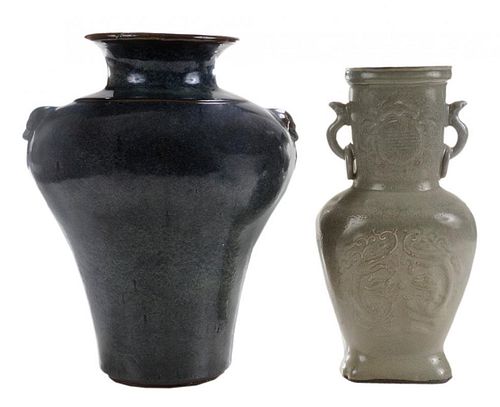 Shiwan Stoneware Vase and a Celadon-