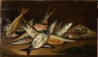 5394186: Still Life of Fish, Oil on Canvas EE7RDL