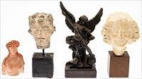 5409146: Three Plaster and Terracotta Heads After the Antique
 and Plaster Angel Figure EE7RDJ