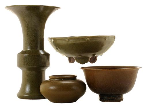 Three Teadust-Glazed Bowls with a