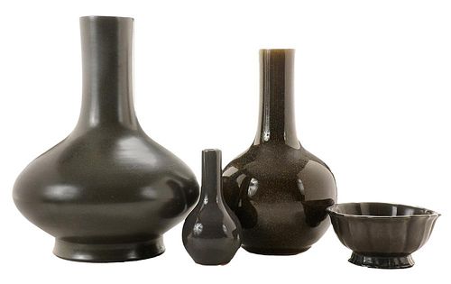 Three Teadust-Glazed Vases and a