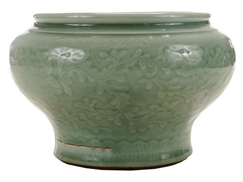Ming Style Celadon-Glazed Guan Jar