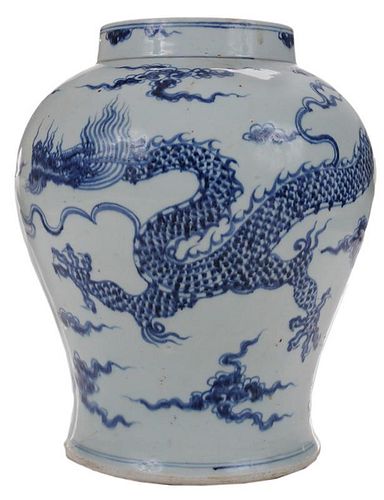 Large Ming Style Blue and White Dragon