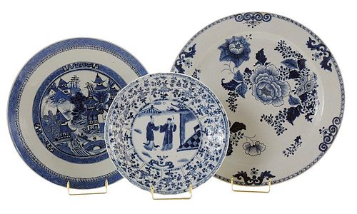 Three Blue and White Dishes