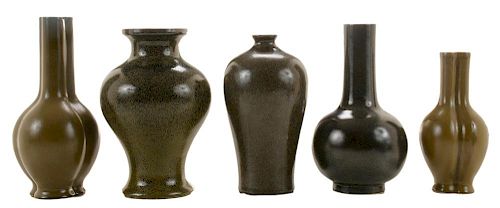 Five Teadust-Glazed Vases