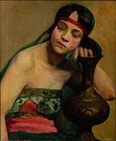 5325961: Ashton Wilson (NY/WV, 1880-1952), Portrait of a
 Exotic Woman with Vase, Oil on Canvas EL5QL