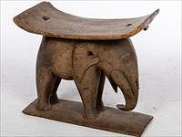 5326045: Ashanti Wood Elephant-Form Stool, Ghana EL5QA