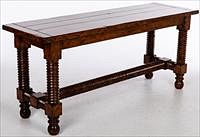 5325938: Stained Wood Center Hall Table, 20th Century EL5QJ
