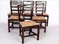 5325935: 6 George III Oak Plank Seat Dining Chairs, 18th/19th Century EL5QJ