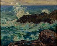 5325904: American School/ F. Olsen, Bass Rocks, Gloucester,
 Mass, Oil on Canvas, 20th Century EL5QL