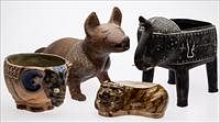 5326090: Four Animal Form Ceramic and Lacquer Articles EL5QJ