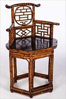 5325990: Chinese Bamboo and Lacquer Ladies Armchair EL5QC