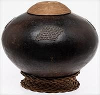 5325945: Large Black Ceramic Zulu Beer Pot, South Africa EL5QA