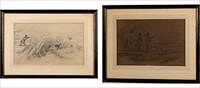 5326041: Attributed to Samuel Alken Jr. (British, 1750-1825),
 2 Works, Pencil w/ Color Accents on Paper EL5QL