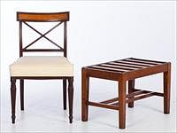 5344700: Regency Mahogany Side Chair and a Mahogany Luggage
 Stool, 19th C and Later EL5QJ
