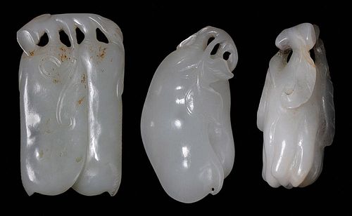 Three Finely Carved White Jade