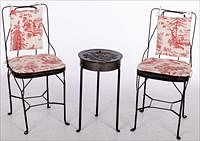 5326096: Pair of Metal Ice Cream Chairs and a Metal Water Grate Side Table EL5QJ
