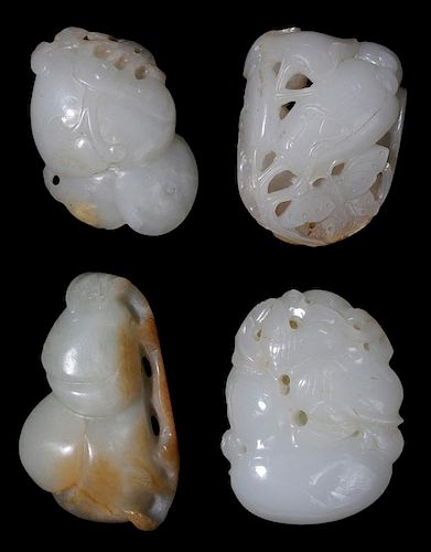 Four Finely Carved White Jade Pendants
