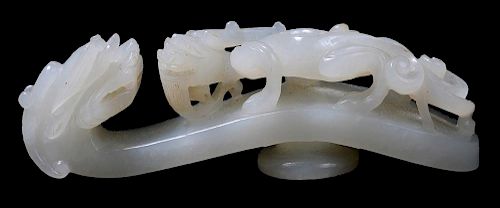 Finely Carved White Jade Robe Clasp