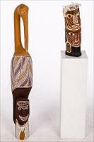 5344730: Carmelina Puantukurb (Tiwe Islands, Australia)
 Brolga Dreaming, Two Faced Figure, Painted Wood EL5QA