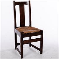 5326125: Limbert Arts and Crafts Oak Rush Seat Side Chair EL5QJ