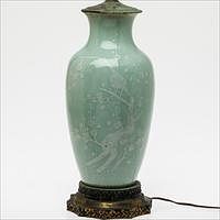 5326071: Chinese Celadon Vase, Now Mounted as a Lamp EL5QC
