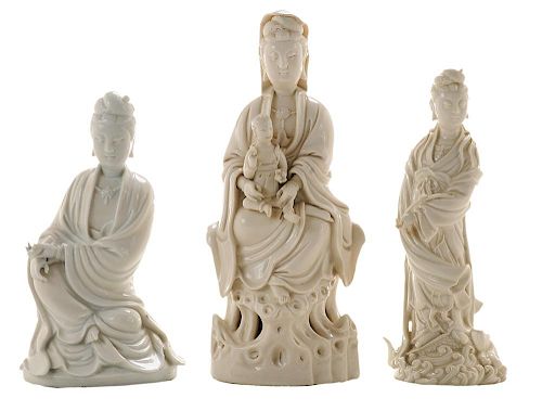 Three Dehua Blanc de Chine Figures
