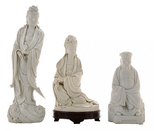 Three Dehua Blanc de Chine Figures