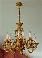 5102241: Louis XV Style Gilt Metal Twelve-Light Chandelier, 20th Century EL2QJ
