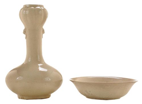 Garlic Head Vase and a Shallow Dish