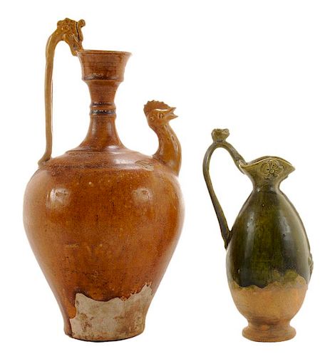 Green-Glazed Tang Style Ewer and a