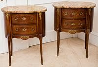 5085385: Pair of Louis XV/XVI Style Marble Top Bedside Tables EL2QJ