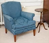 5085397: Diminutive Upholstered Armchair and Tilt Top Candlestand, Modern EL2QJ