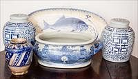 5085410: Group of Five Chinese Style Blue and White Articles, Modern EL2QC
