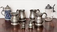 5085418: Six Pewter Tankards and Two Steins, 18th Century and Later EL2QJ