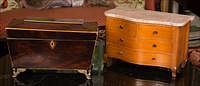 5102253: Regency Tea Caddy and Louis XV Style Miniature
 Serpentine Chest of Drawers EL2QJ