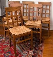 5085403: Set of Six Pine Lattice Back Side Chairs, Modern EL2QJ