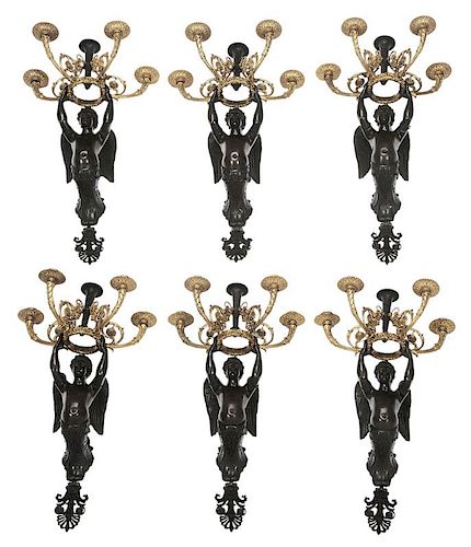 Set of Six Empire Style Ormolu and